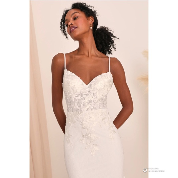 Lulus Size 4 Everlasting Affection White Lace Backless Mermaid Wedding Dress NWT - Picture 4 of 17